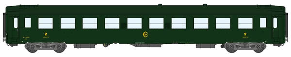 REE Modeles VB-178 - French SNCF UIC Sleeping Coache B9C9x Green 301 Round Logo Era III (New Number)